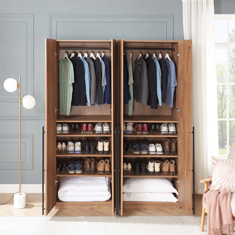Lee Wardrobe Closet 3.0 from Engineered Wood in Golden Brown - Set of 2