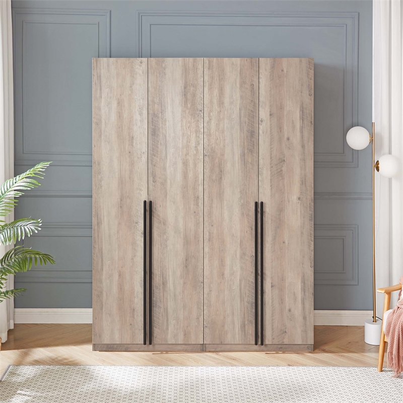 Lee Wardrobe Closet 3.0 from Engineered Wood in Rustic Gray - Set of 2