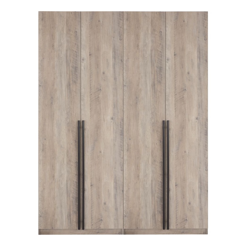 Lee Wardrobe Closet 3.0 from Engineered Wood in Rustic Gray - Set of 2