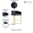Manhattan Comfort Louvre Barstool with Stainless Steel Base in Black - Set of 3