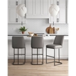 Manhattan Comfort Serena Barstool with Steel Base in Gray (Set of 3)