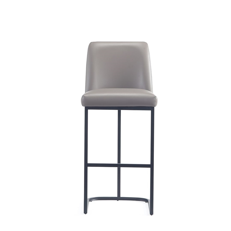 Manhattan Comfort Serena Barstool with Steel Base in Gray (Set of 3)