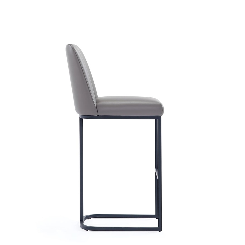 Manhattan Comfort Serena Barstool with Steel Base in Gray (Set of 3)