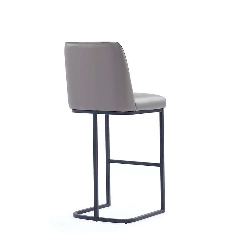 Manhattan Comfort Serena Barstool with Steel Base in Gray (Set of 3)