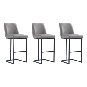 Manhattan Comfort Serena Barstool with Steel Base in Gray (Set of 3)