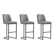 Manhattan Comfort Serena Barstool with Steel Base in Gray (Set of 3)