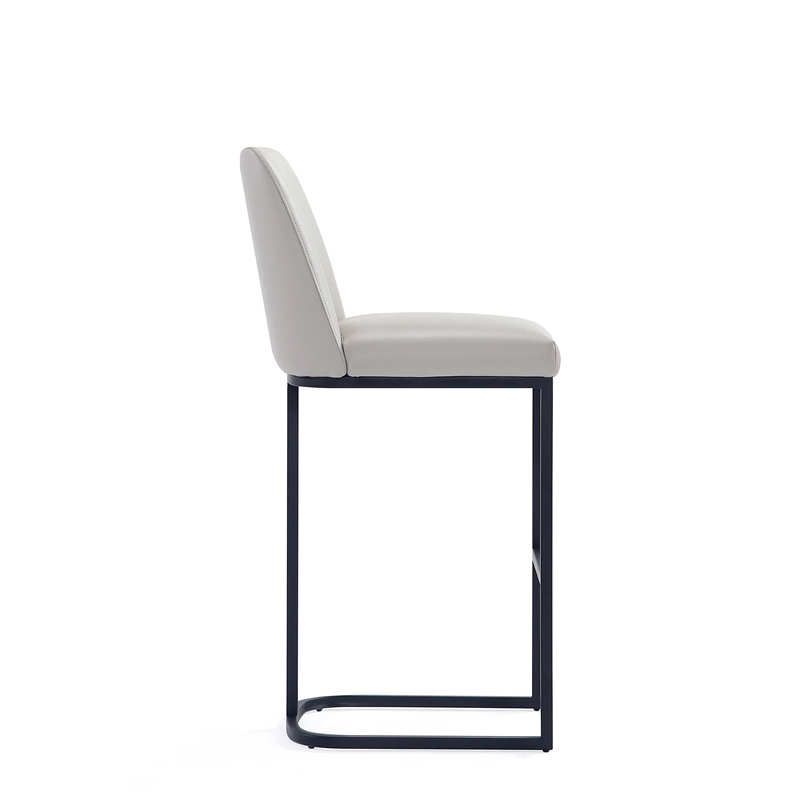 Manhattan Comfort Serena Barstool with Steel Base in Light Gray (Set of 3)