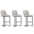 Manhattan Comfort Serena Barstool with Steel Base in Light Gray (Set of 3)