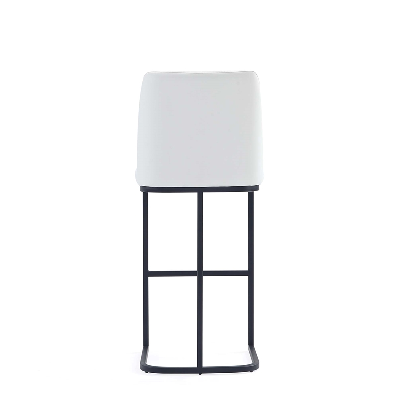 Manhattan Comfort Serena Barstool with Steel Base in White (Set of 3)