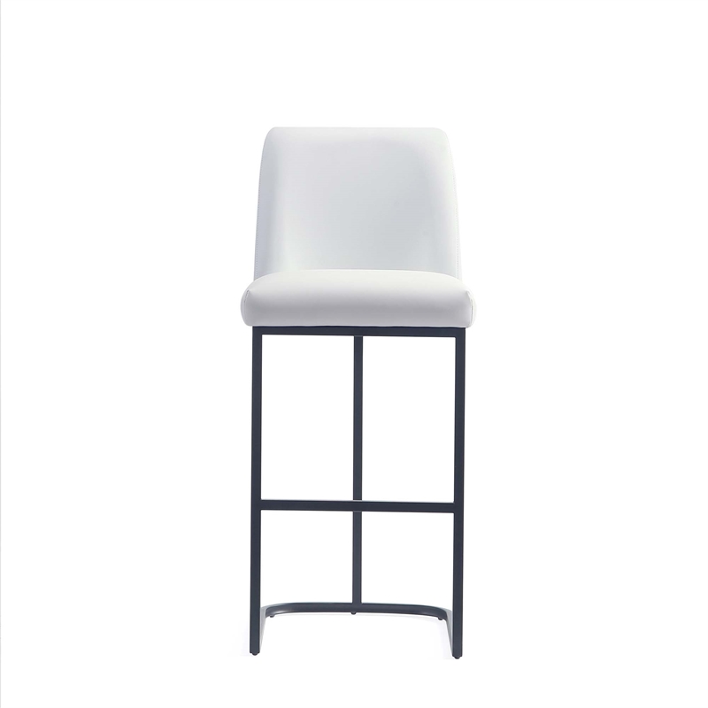 Manhattan Comfort Serena Barstool with Steel Base in White (Set of 3)