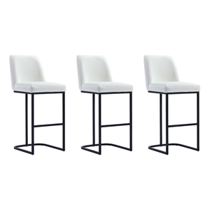 Manhattan Comfort Serena Barstool with Steel Base in White (Set of 3)
