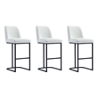 Manhattan Comfort Serena Barstool with Steel Base in White (Set of 3)