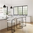 Manhattan Comfort Augusta Barstool with Metal Base in White - Set of 3