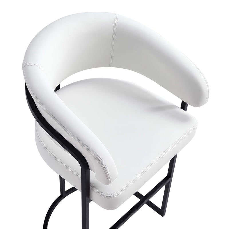 Manhattan Comfort Augusta Barstool with Metal Base in White - Set of 3