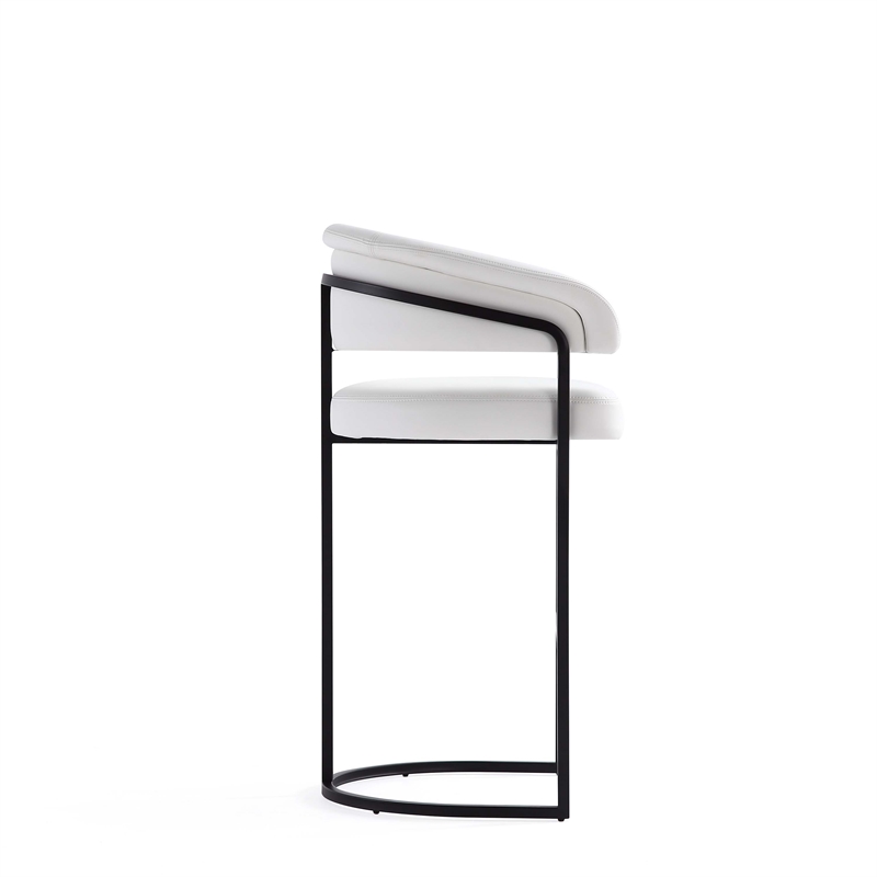 Manhattan Comfort Augusta Barstool with Metal Base in White - Set of 3