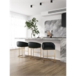 Manhattan Comfort Louvre Counter Stool with Steel Base in Black - Set of 3