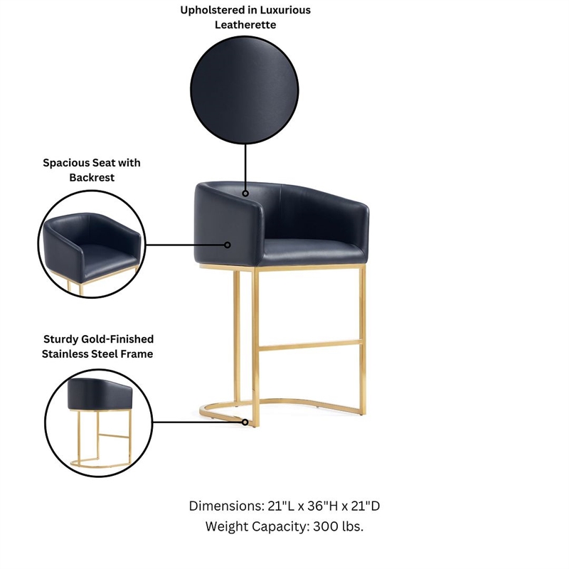 Manhattan Comfort Louvre Counter Stool with Steel Base in Black - Set of 3