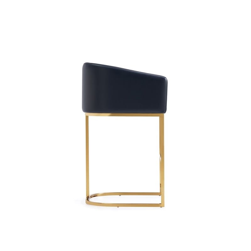 Manhattan Comfort Louvre Counter Stool with Steel Base in Black - Set of 3