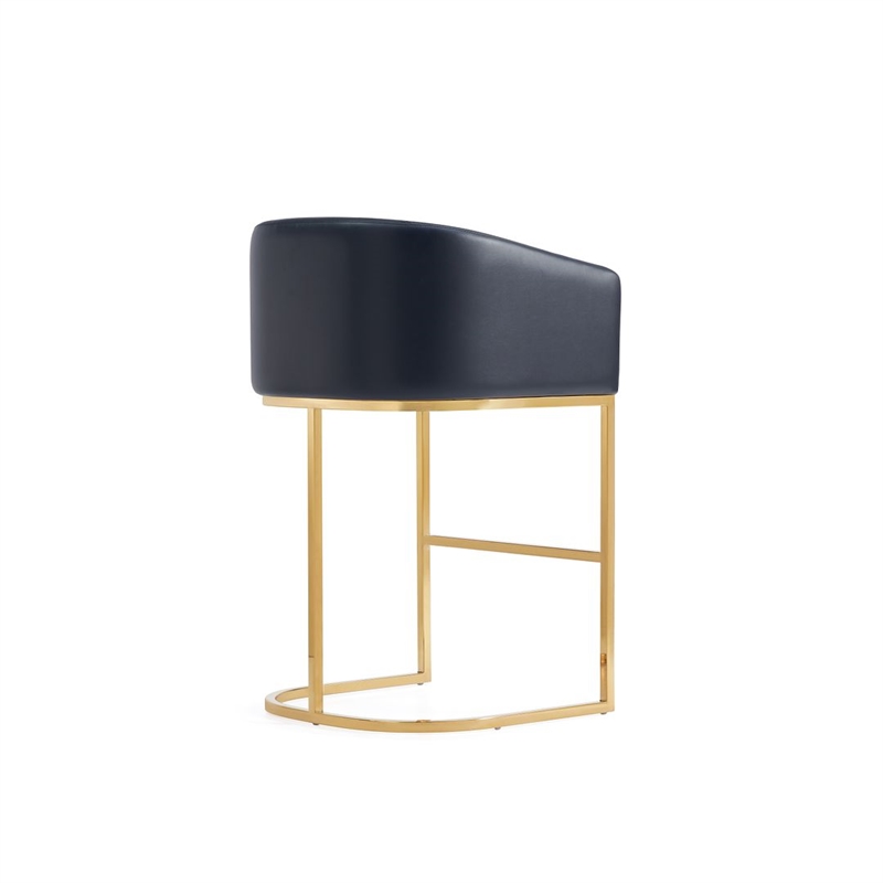 Manhattan Comfort Louvre Counter Stool with Steel Base in Black - Set of 3