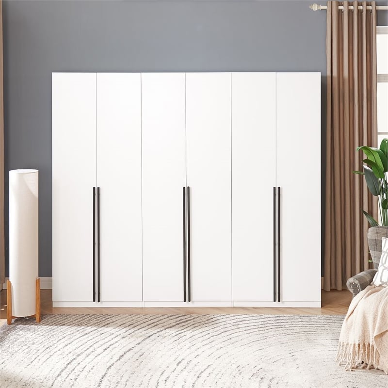 Manhattan Comfort Lee Wardrobe Closet 1.0 in White - Engineered Wood - Set of 3