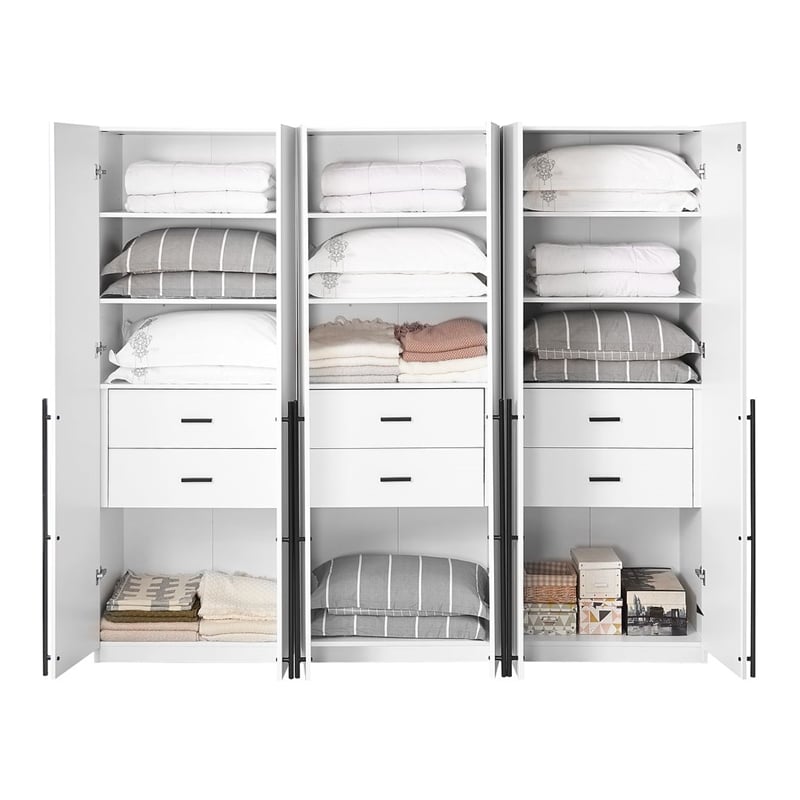 Manhattan Comfort Lee Wardrobe Closet 1.0 in White - Engineered Wood - Set of 3