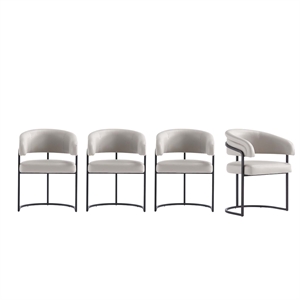 Manhattan Comfort Augusta Dining Chair with Metal Base in Light Gray - Set of 4