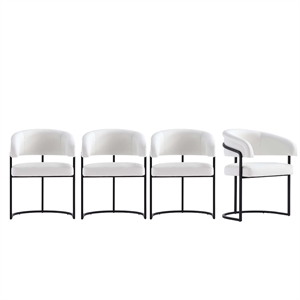 Manhattan Comfort Augusta Dining Chair with Metal Base in White - Set of 4
