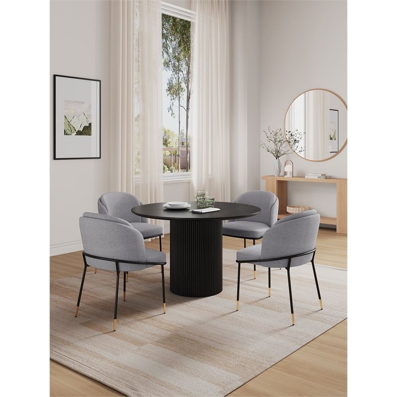 5-Piece Hathaway 47.24 Round Solid Wood Table with 4 Flor Dining Chairs in Gray