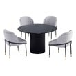 5-Piece Hathaway 47.24 Round Solid Wood Table with 4 Flor Dining Chairs in Gray