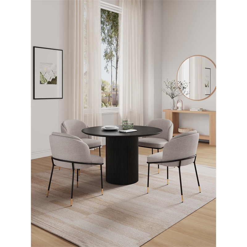 5-Piece Hathaway 47.24 Round Solid Wood Table with 4 Flor Dining Chairs in Wheat