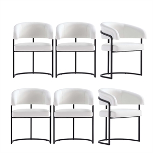 Manhattan Comfort Augusta Dining Chair with Metal Base in White (Set of 6)
