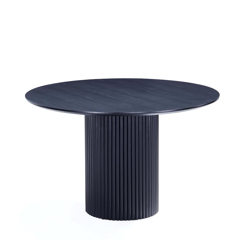 7-Piece Hathaway Round Solid Wood Dining Table with 6 Dining Chairs in Gray