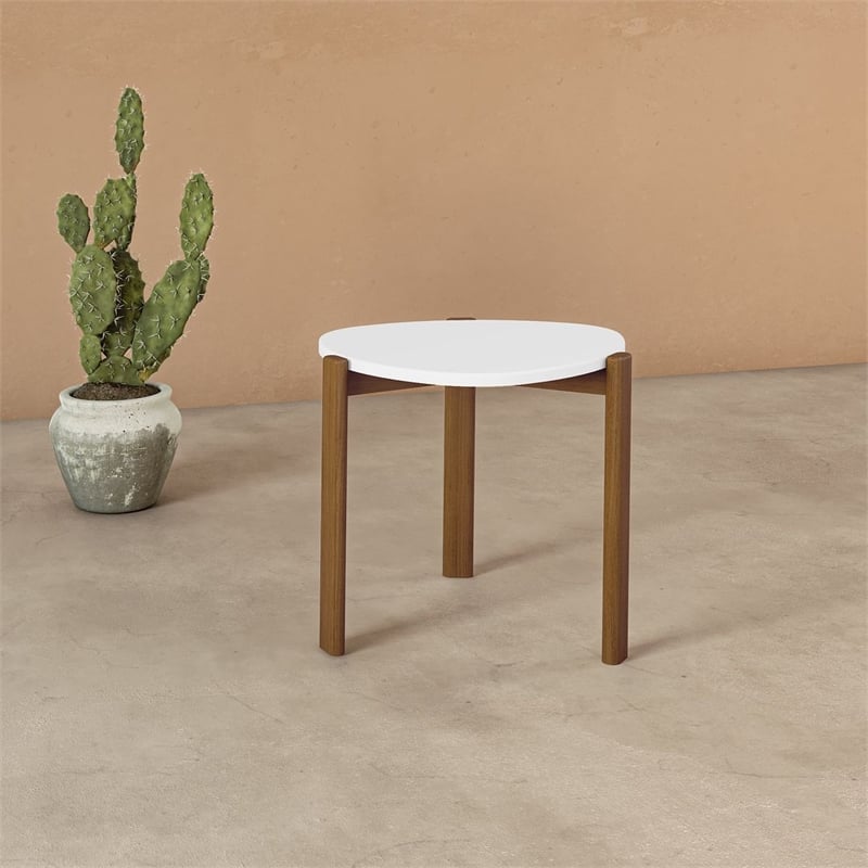 Manhattan Comfort Gales End Table from Engineered Wood in Matte White