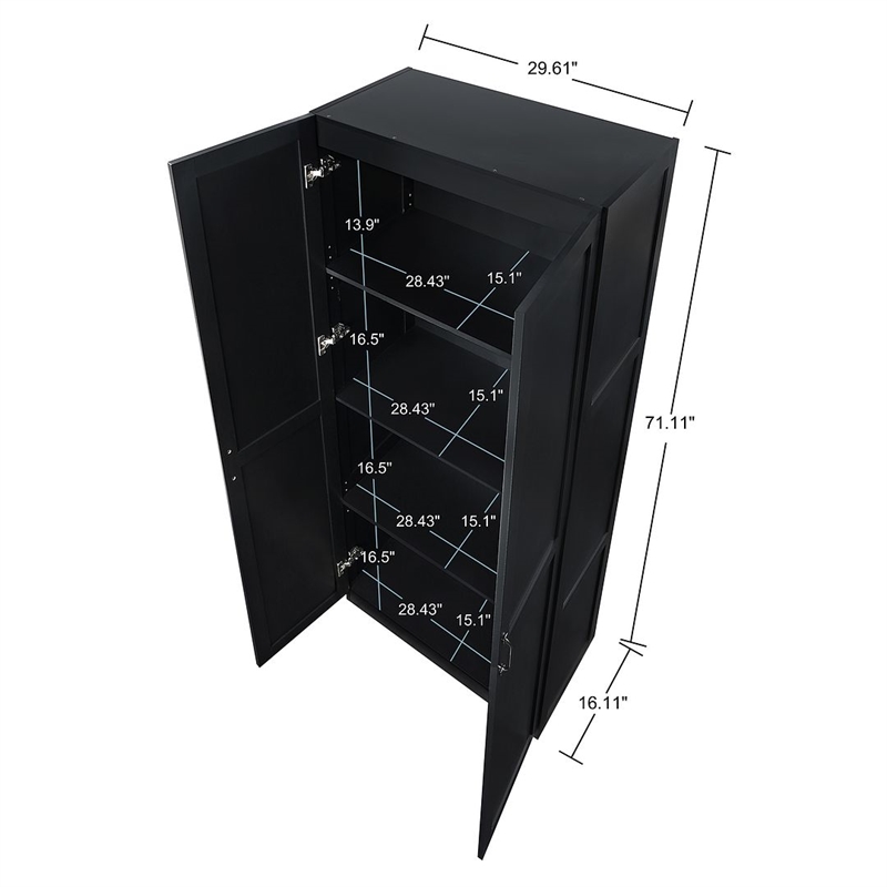 Hopkins Storage Closet from Engineered Wood 3.0 in Black - Set of 2