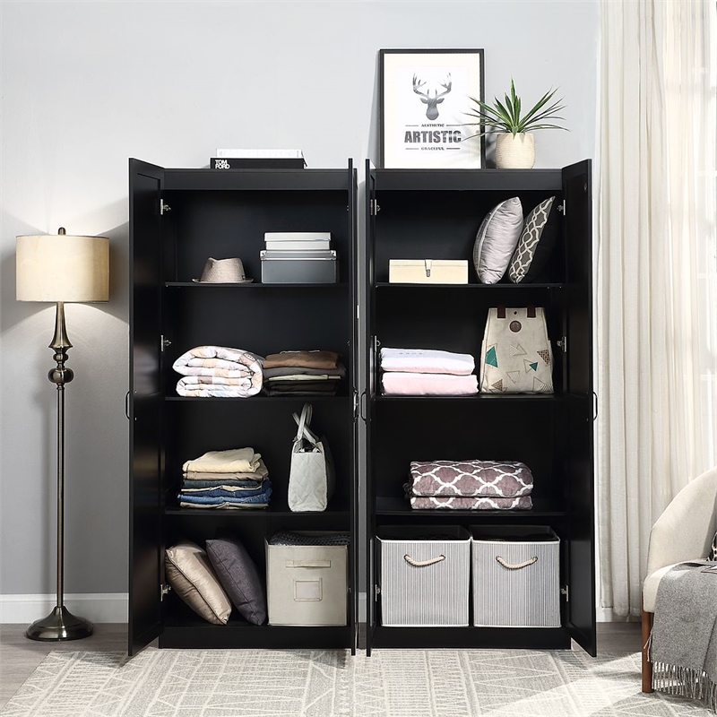 Hopkins Storage Closet from Engineered Wood 3.0 in Black - Set of 2