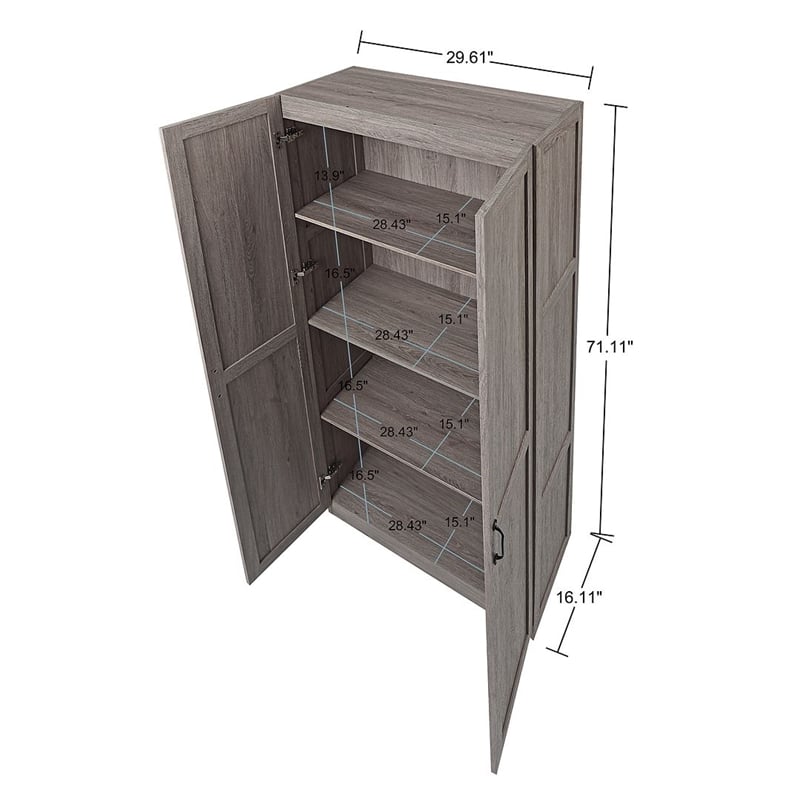 Hopkins Storage Closet from Engineered Wood 3.0 in Gray - Set of 2