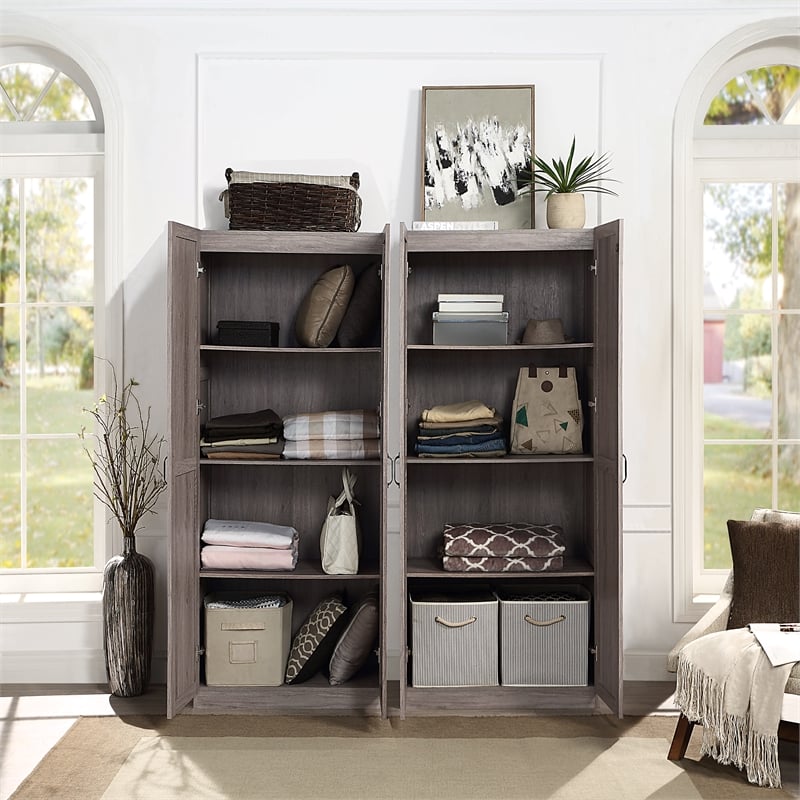 Hopkins Storage Closet from Engineered Wood 3.0 in Gray - Set of 2