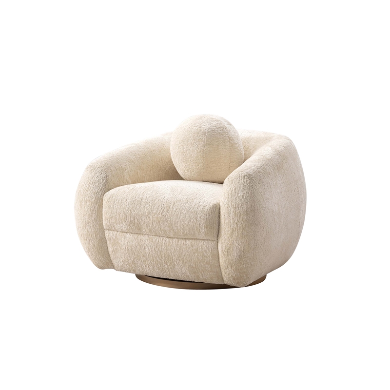 Manhattan Comfort Tribeca Accent Chairs with Solid Wood Base in Beige - Set of 2