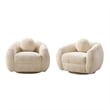 Manhattan Comfort Tribeca Accent Chairs with Solid Wood Base in Beige - Set of 2