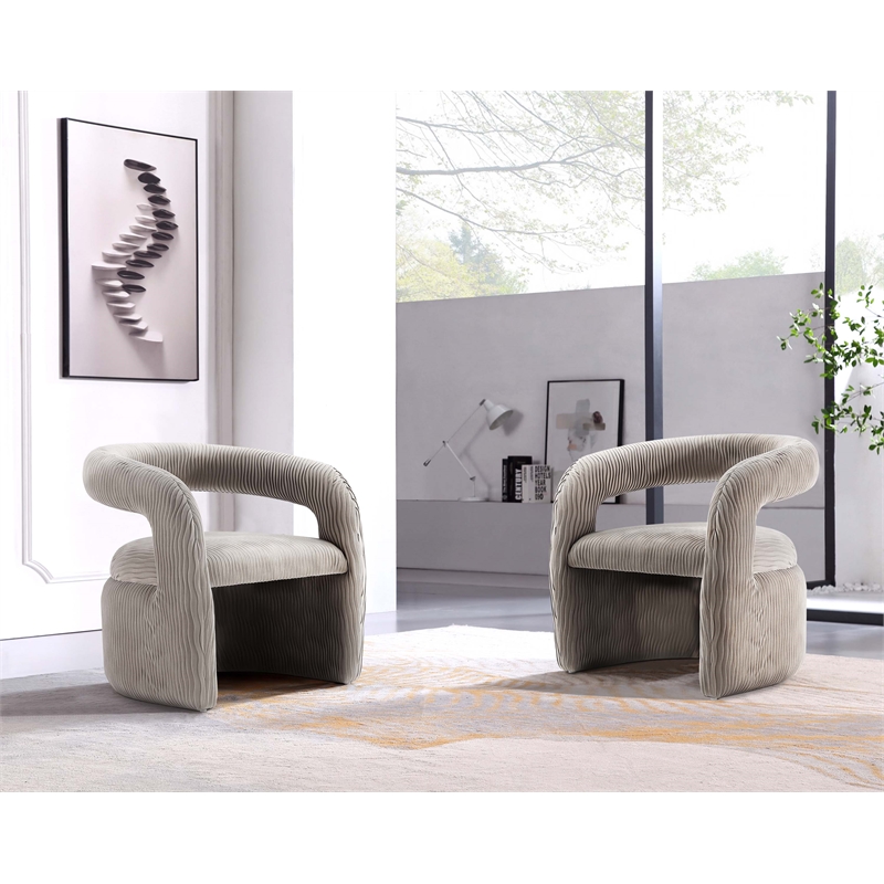 Manhattan Comfort Corvette Dining Chairs with Solid Wood Base in Dove - Set of 2