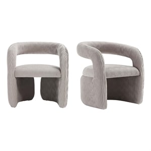 Manhattan Comfort Corvette Dining Chairs with Solid Wood Base in Dove - Set of 2