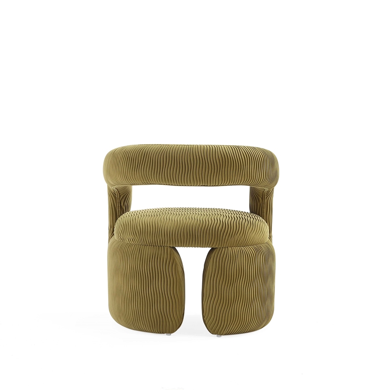 Corvette Dining Chairs with Solid Wood Base in Olive Green - Set of 2