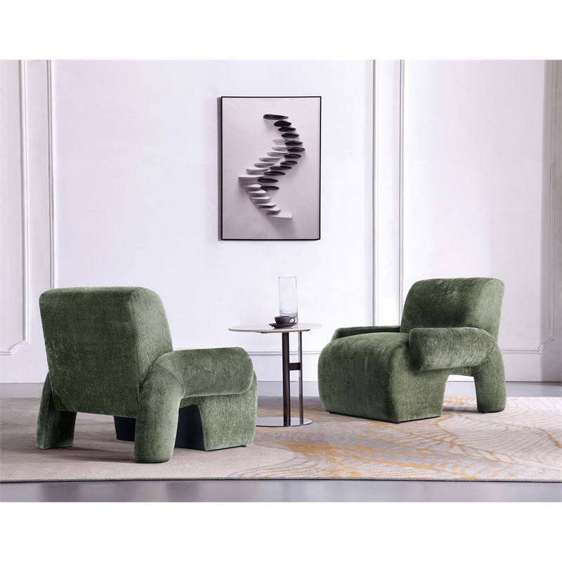 Verandah Accent Chairs with Solid Wood Frame in Olive Green - Set of 2
