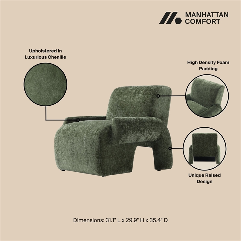 Verandah Accent Chairs with Solid Wood Frame in Olive Green - Set of 2