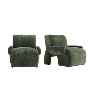 Verandah Accent Chairs with Solid Wood Frame in Olive Green - Set of 2