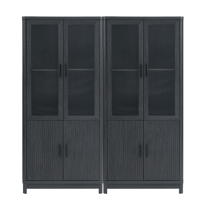 Manhattan Comfort Jodie Bookcase from Engineered Wood in Gray - Set of 2