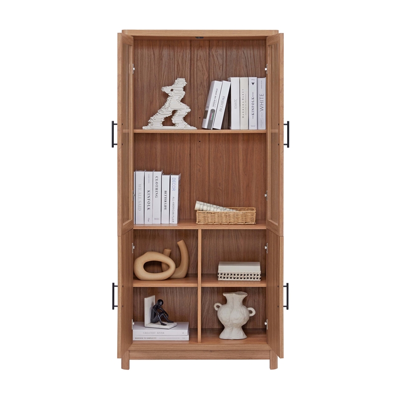 Manhattan Comfort Jodie Bookcase from Engineered Wood in Maple - Set of 2