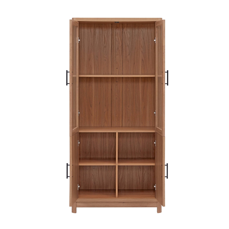 Manhattan Comfort Jodie Bookcase from Engineered Wood in Maple - Set of 2
