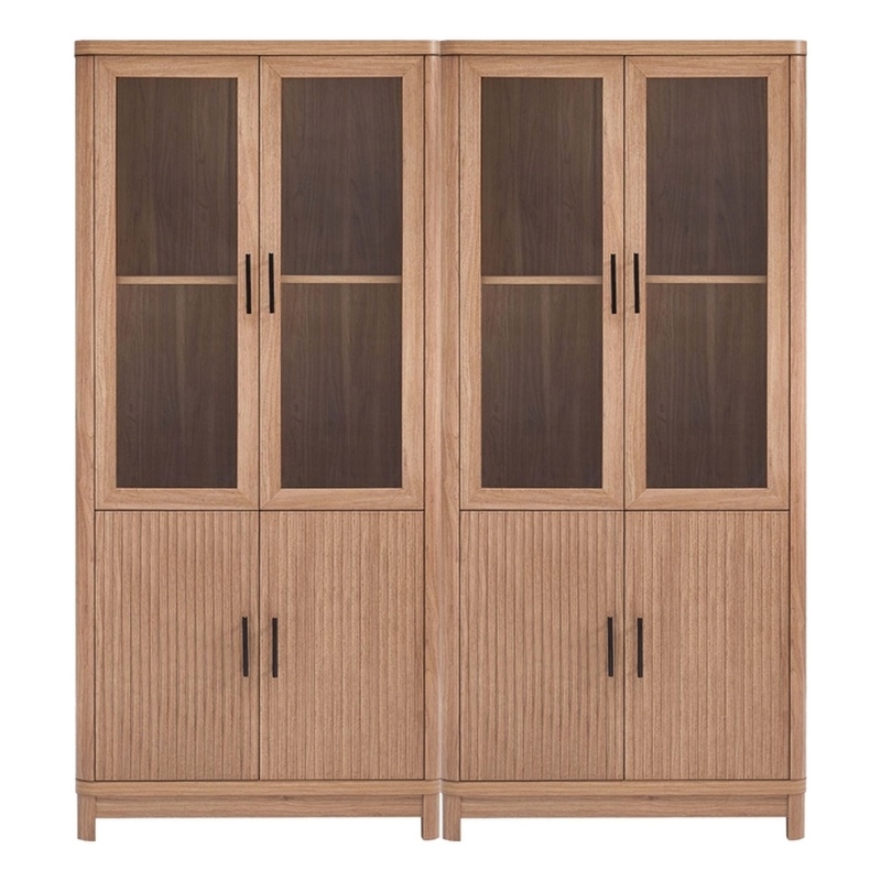 Manhattan Comfort Jodie Bookcase from Engineered Wood in Maple - Set of 2