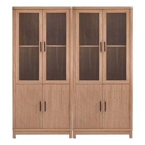 Manhattan Comfort Jodie Bookcase from Engineered Wood in Maple - Set of 2